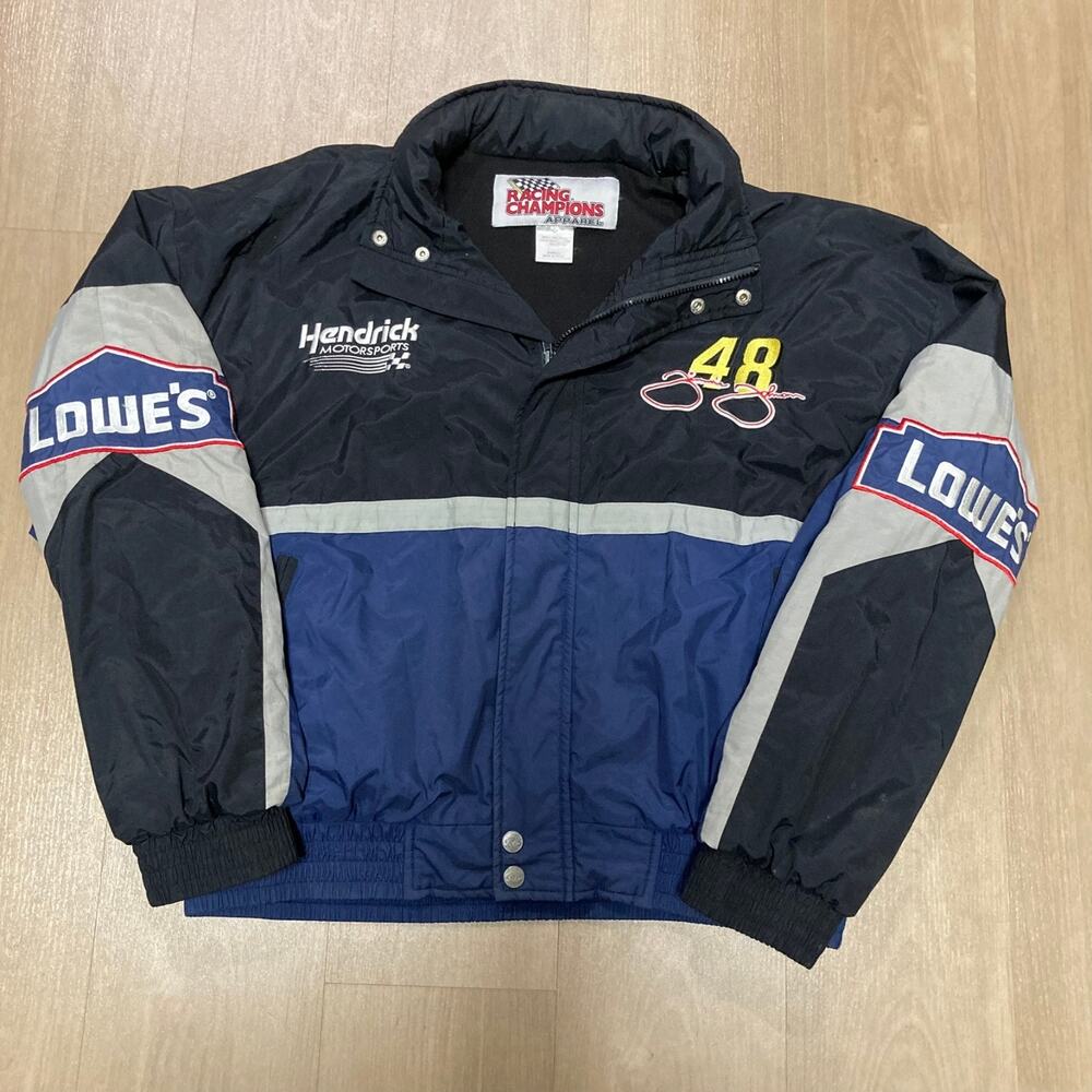 Vintage NASCAR Jimmie Johnson 48 Lowes Racing Jacket Mens XL Racing Champions